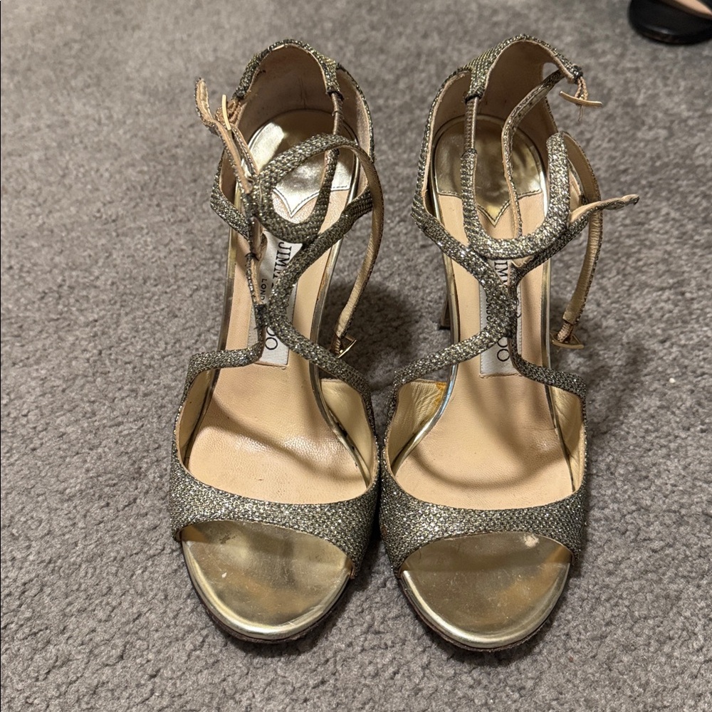 Jimmy Choo gold Strappy Heels